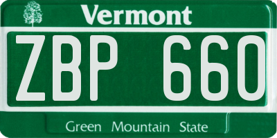 VT license plate ZBP660