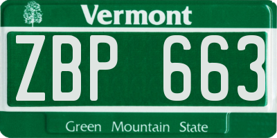 VT license plate ZBP663