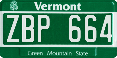 VT license plate ZBP664