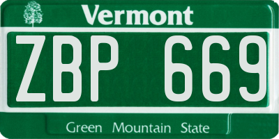 VT license plate ZBP669