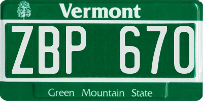 VT license plate ZBP670