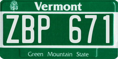 VT license plate ZBP671
