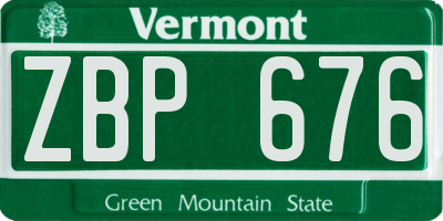 VT license plate ZBP676