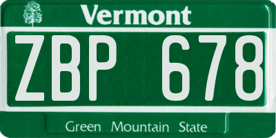 VT license plate ZBP678