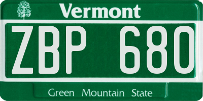 VT license plate ZBP680