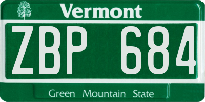 VT license plate ZBP684