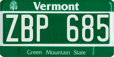 VT license plate ZBP685
