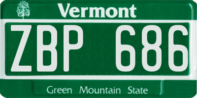 VT license plate ZBP686