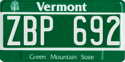 VT license plate ZBP692