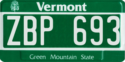 VT license plate ZBP693