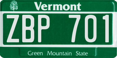 VT license plate ZBP701