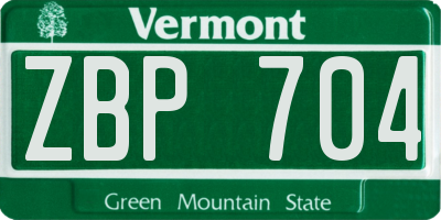 VT license plate ZBP704