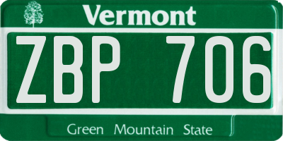 VT license plate ZBP706
