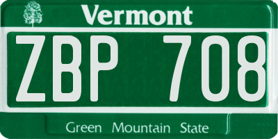 VT license plate ZBP708