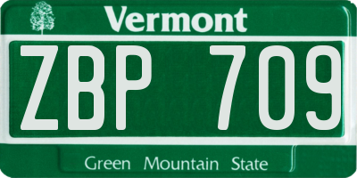 VT license plate ZBP709
