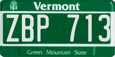 VT license plate ZBP713