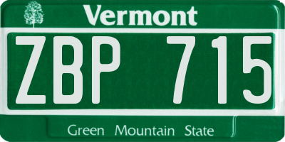 VT license plate ZBP715