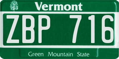 VT license plate ZBP716