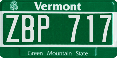 VT license plate ZBP717