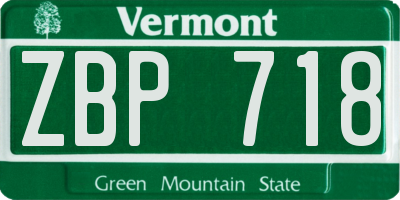 VT license plate ZBP718