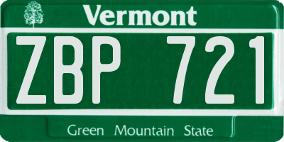 VT license plate ZBP721