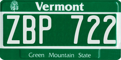 VT license plate ZBP722