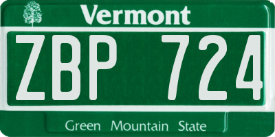 VT license plate ZBP724