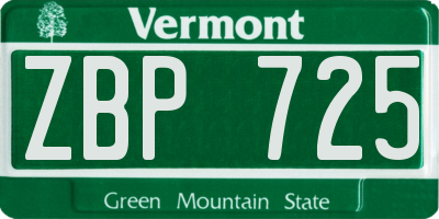 VT license plate ZBP725