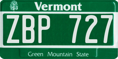 VT license plate ZBP727