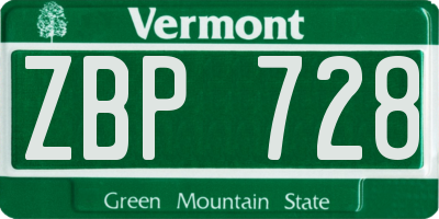 VT license plate ZBP728