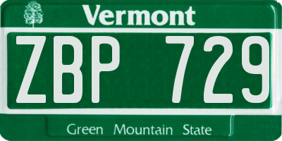 VT license plate ZBP729
