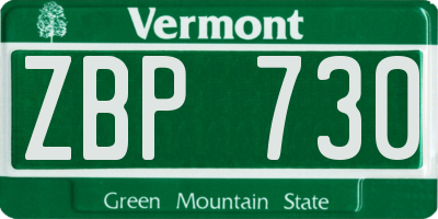 VT license plate ZBP730