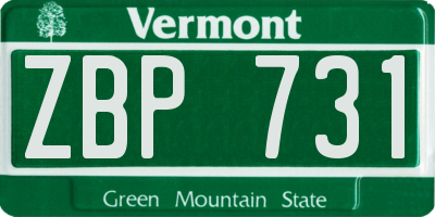 VT license plate ZBP731