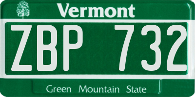 VT license plate ZBP732