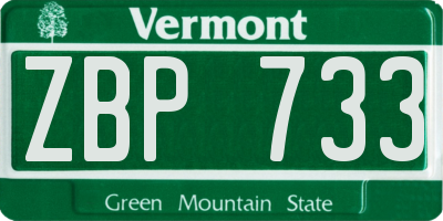 VT license plate ZBP733