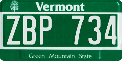 VT license plate ZBP734