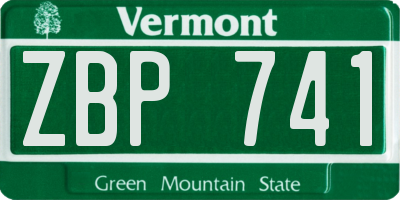 VT license plate ZBP741
