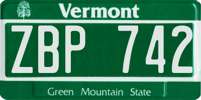 VT license plate ZBP742