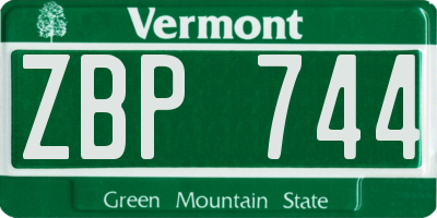 VT license plate ZBP744