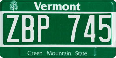 VT license plate ZBP745