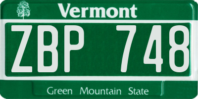 VT license plate ZBP748