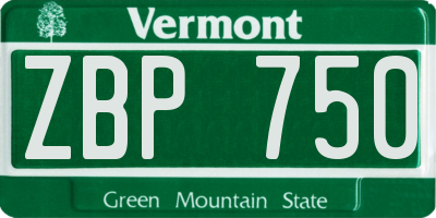 VT license plate ZBP750