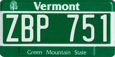 VT license plate ZBP751