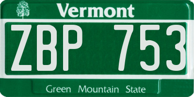 VT license plate ZBP753