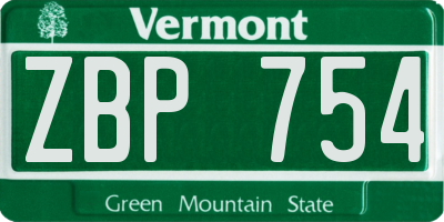 VT license plate ZBP754