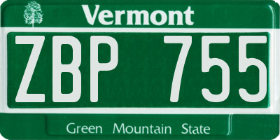 VT license plate ZBP755