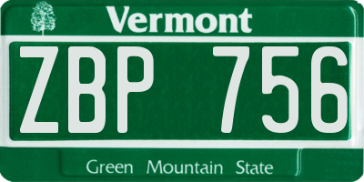 VT license plate ZBP756