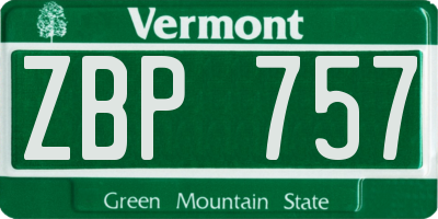 VT license plate ZBP757