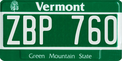 VT license plate ZBP760