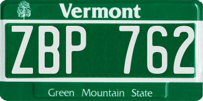 VT license plate ZBP762